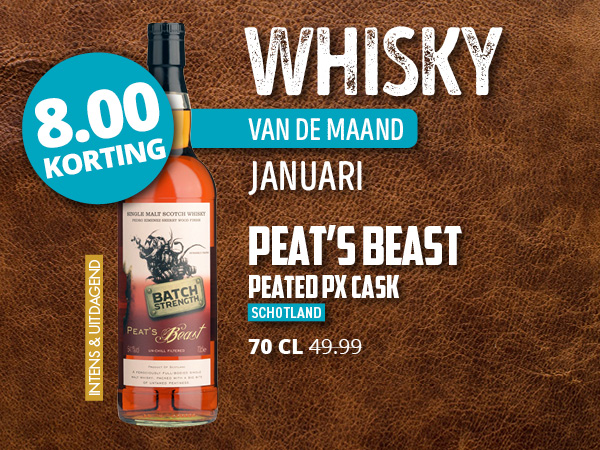 Whisky van de maand januari - Peat's Beast - Peated PX Cask