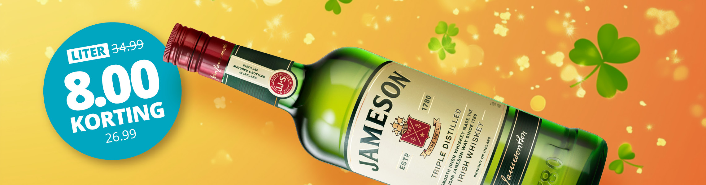 Jameson 100 cl 8.00 korting