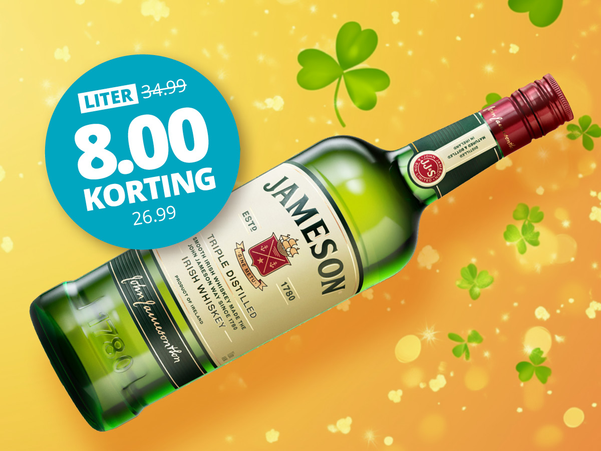 Jameson 100 cl 8.00 korting