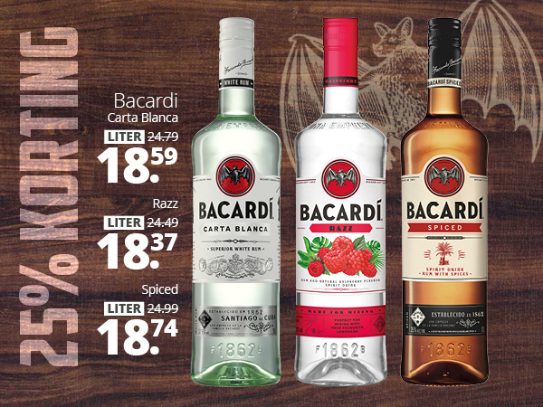 Bacardi 100 cl 25% korting