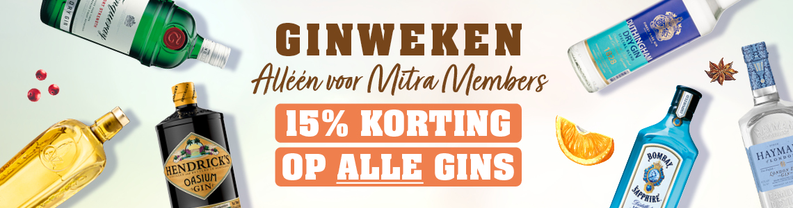 Ginweken 15% kortig op alle gins