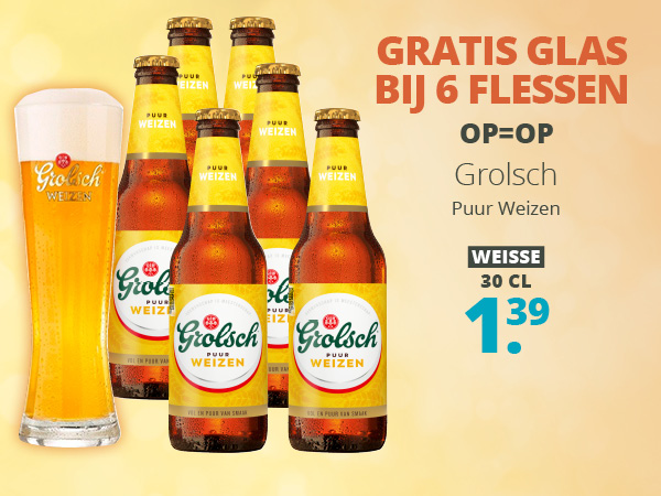 Gratis glas bij 6 flessen Grolsch