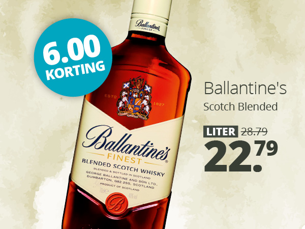 Ballantines 100 cl 6.00 korting