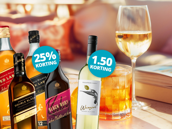 Johnnie walker 25% korting Weinzierl 1.50 korting