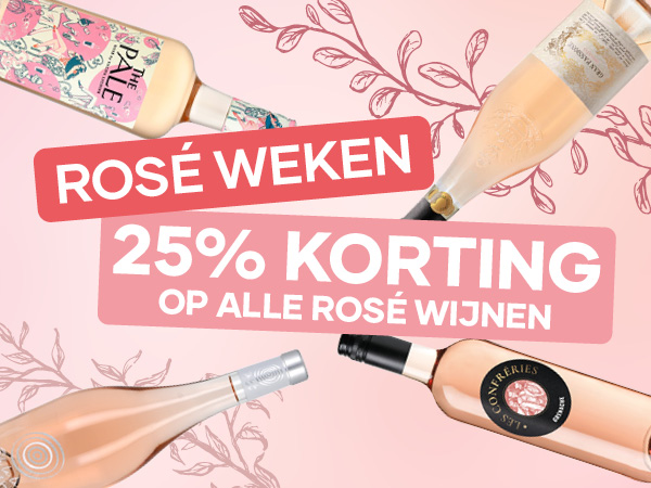 Rosé weken 25% korting op alle Rosé