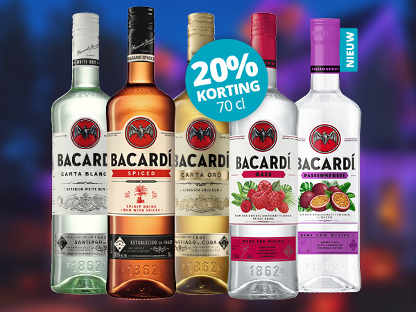 Bacardi 70 cl 20% korting