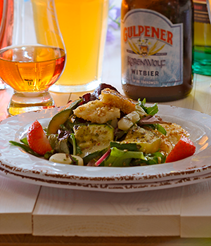 Salade  met gegrilde halloumi