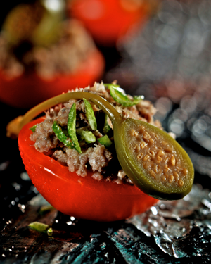 Tomaat  met sardines en limoen