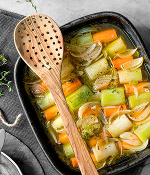 Gestoofde zoetzure prei & wortel 