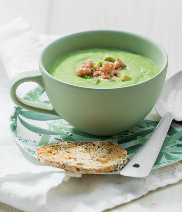 Groene gazpacho met garnaaltjes