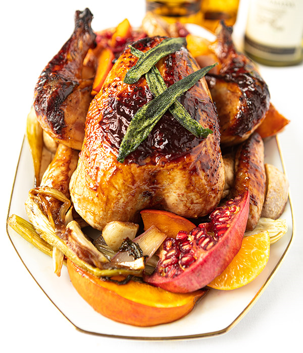 Kip met marsala-glaze & knolgroenten en mandarijn 
