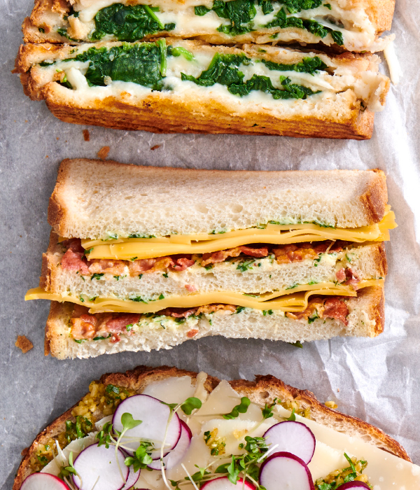 Triple sandwich kaas-spek 