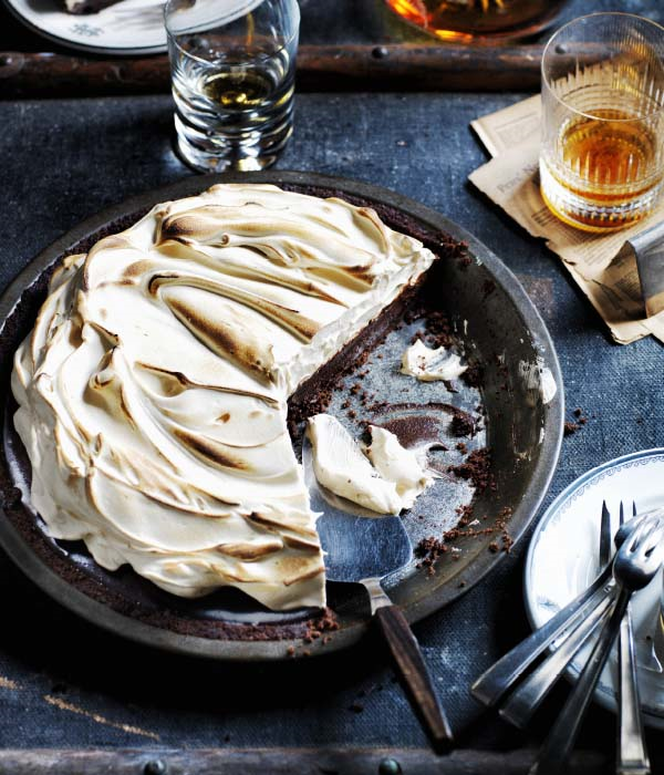 Whiskychocotaart met toffee meringue 