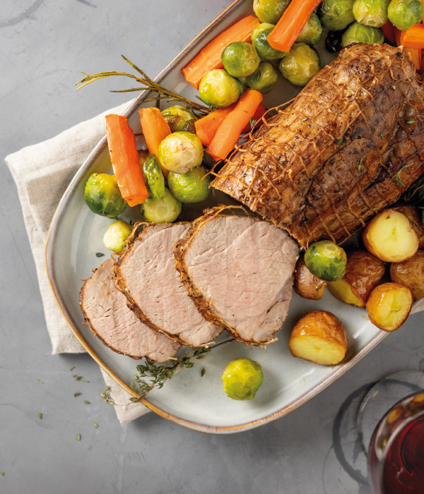 Varkensrollade met  geroosterde groenten 