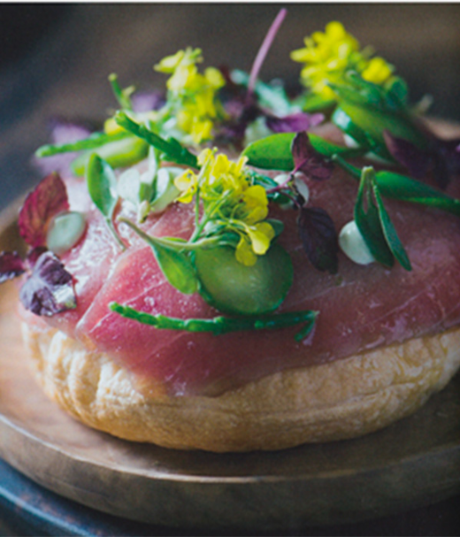 Pizza tonijn wasabi, zeegroentjes