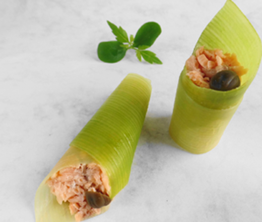 Preirolletjes met zalmfilet