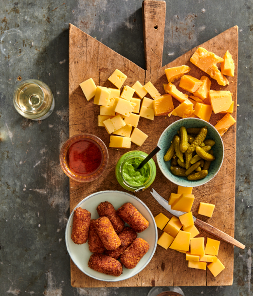 Boeren borrelplank met kaaskroketten 