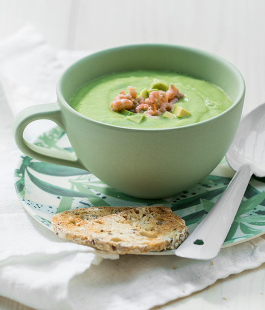 Groene gazpacho met garnaaltjes