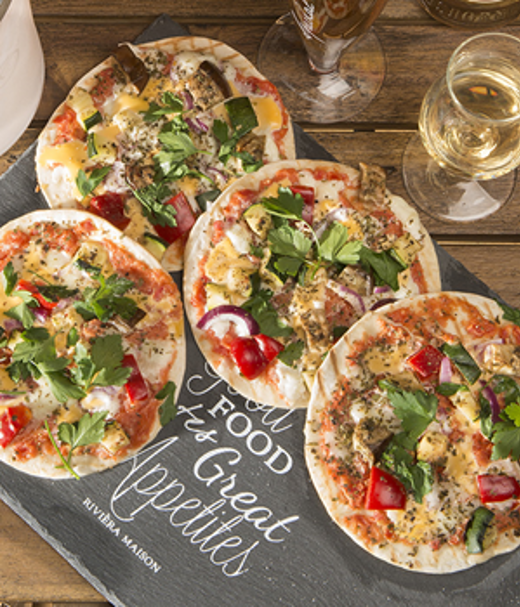 Mini BBQ tortilla met mozzarella, cheddarkaas en gegrilde groenten