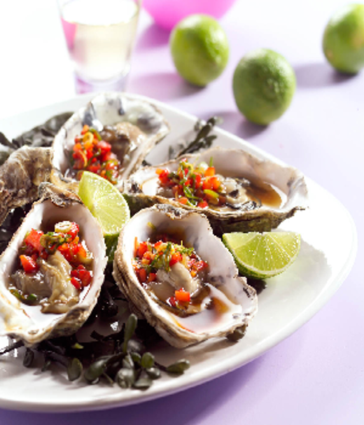 Gestoomde oesters met limoen en soja