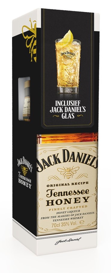 Jack Daniel's Tennessee Honey met glas | Mitra Drankenspeciaalzaken