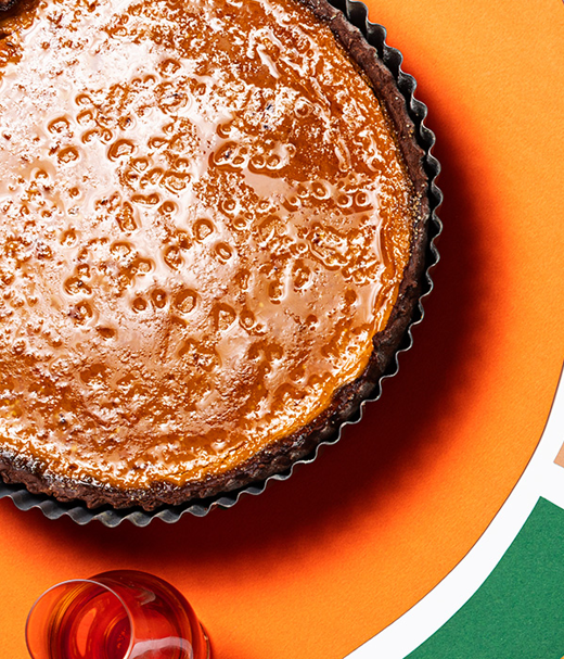 Gekarameliseerde pompoentaart met een scheutje bourbon 