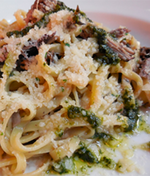 Pasta met gekonfijte eend