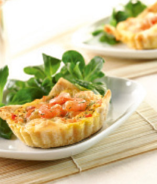 Garnalentaartje met veldsla