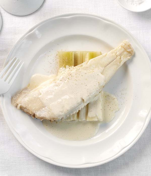 Noordzeevis met prei en beurre blanc 