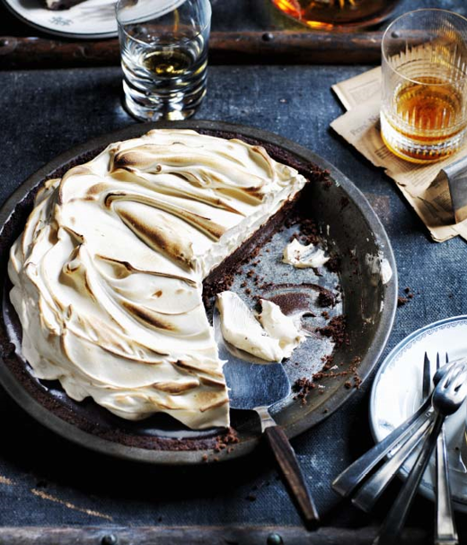 Whiskychocotaart met toffee meringue 