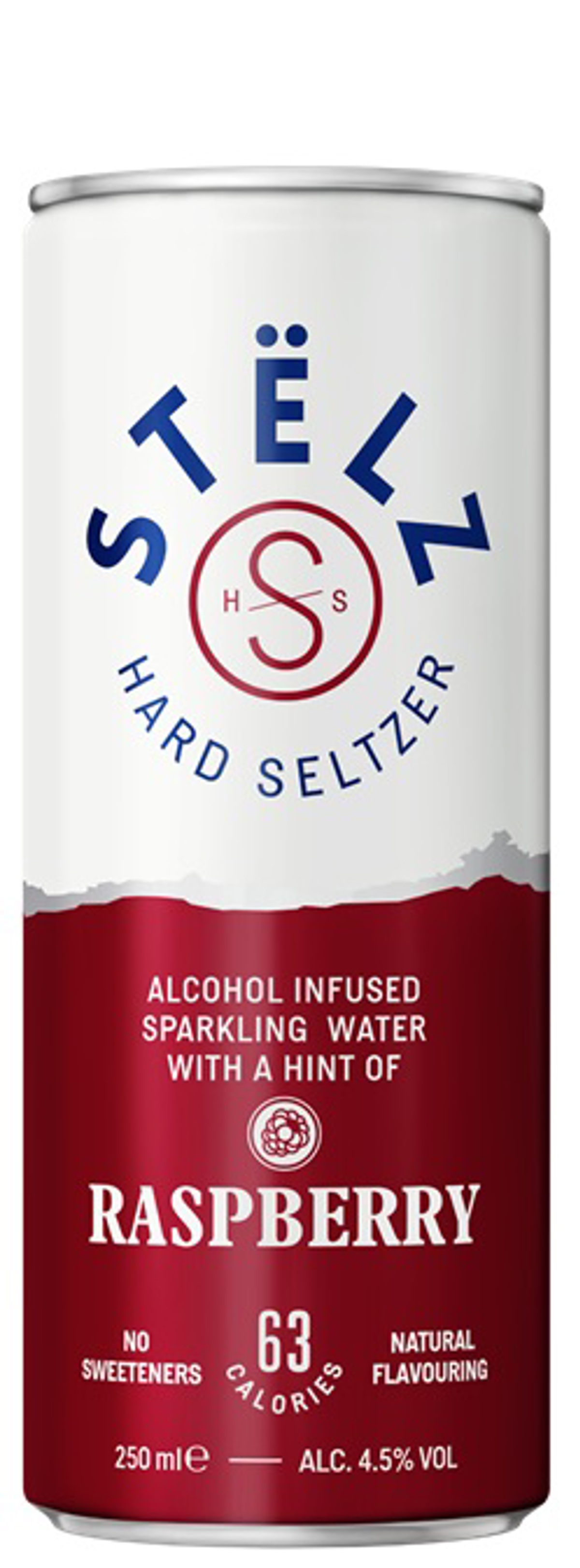 Aligned Raspberry Hard Seltzer Stëlz Hard Seltzer Raspberry | Mitra Drankenspeciaalzaken
