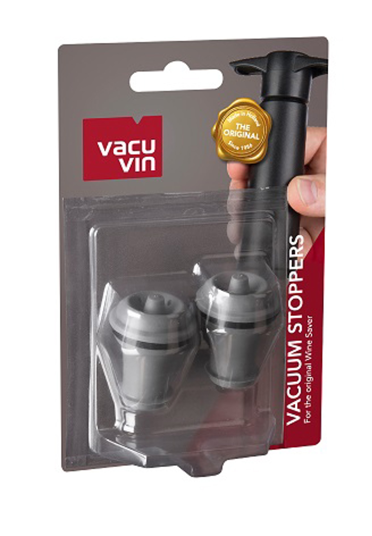 Vacu Vin Wijnpomp roestvrij staal met 2 stops, grijs, uniform, 3,6 x 7,5 x 12,5 cm Vacu Vin Wijnpomp roestvrij staal met 2 stops, grijs, uniform, 3,6 x 7,5 x 12,5 cm