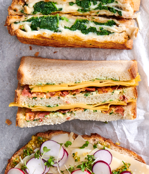 Triple sandwich kaas-spek 