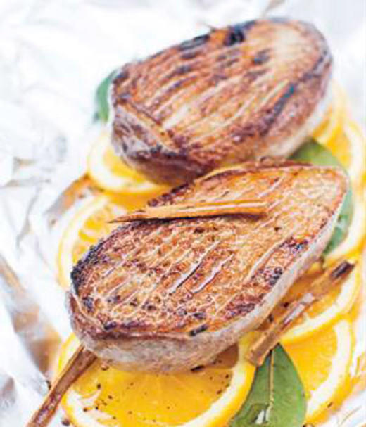 Gegrilde eendenborst met sinaasappel en kaneel