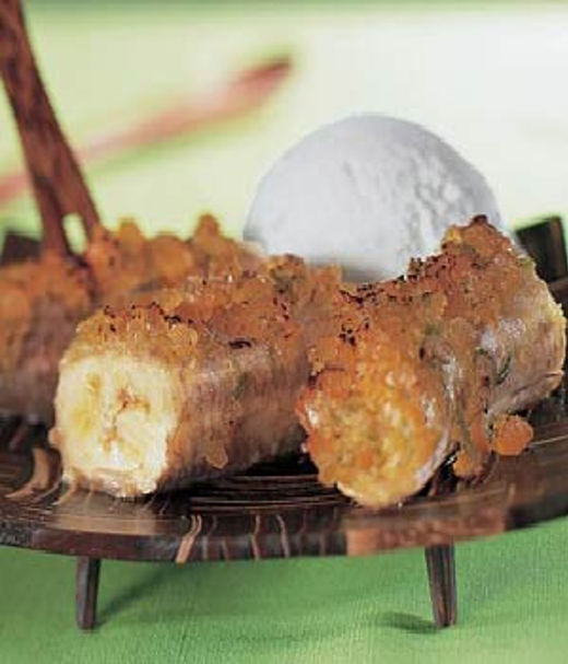 Gebakken banaan met gember en honing